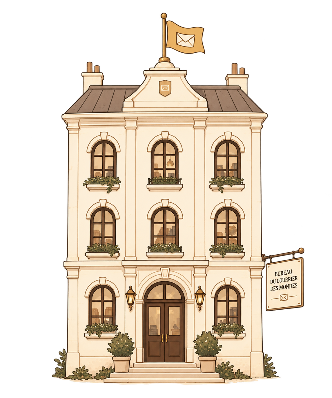 Le bâtiment du Bureau du Courrier des Mondes